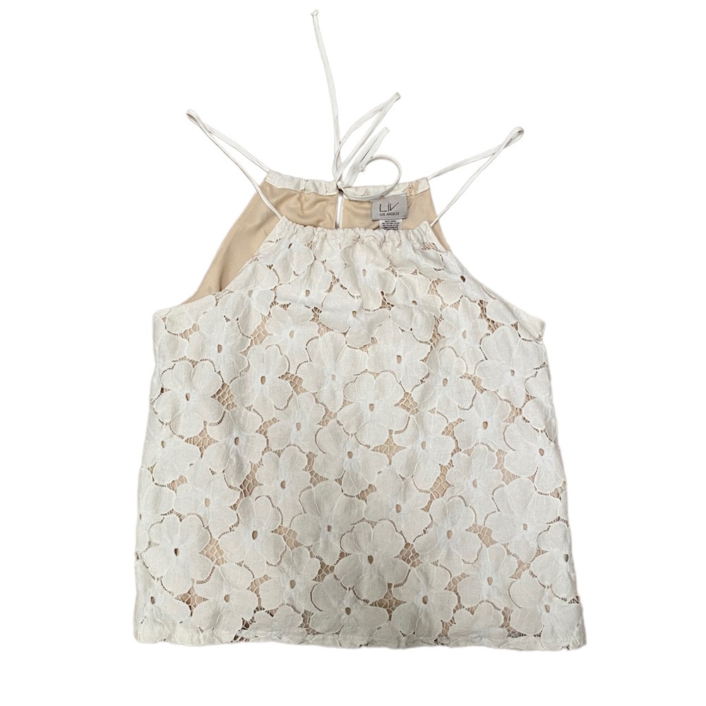 Anthropologie Cream Flower Crop